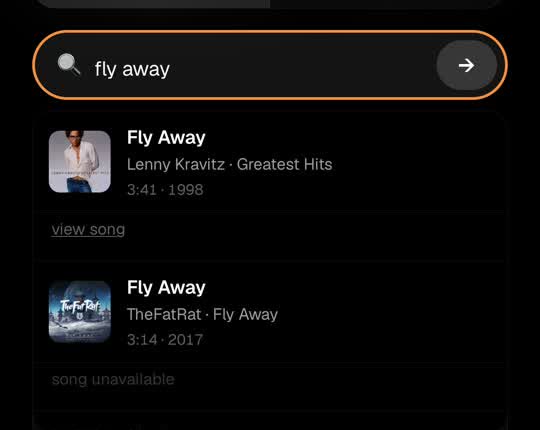 Searching for a song in Resonance