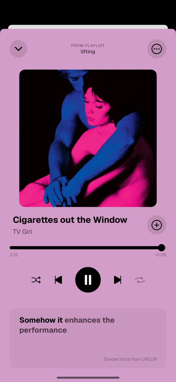 The Resonance player, tinted by the album artwork